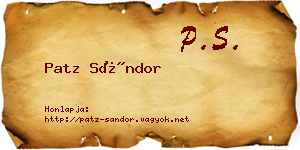 Patz Sándor névjegykártya